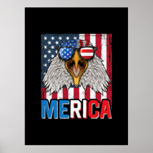 Affiche Bald Eagle Merica 4 juillet