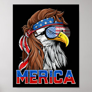Affiche Bald Eagle Mullet Merica drapeau américain Patriot