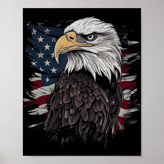 Affiche Bald Eagle USA Drapeau américain Patriotic Graphis (Devant)