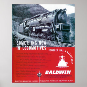 Affiche Baldwin Locomotive Works Steam Turbine Locomotive.