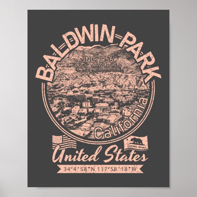 AFFICHE BALDWIN PARK CALIFORNIA - SAN GABRIEL VALLEY (Devant)