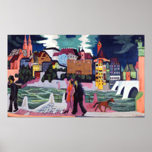 Affiche Bâle et le Rhin Kirchner