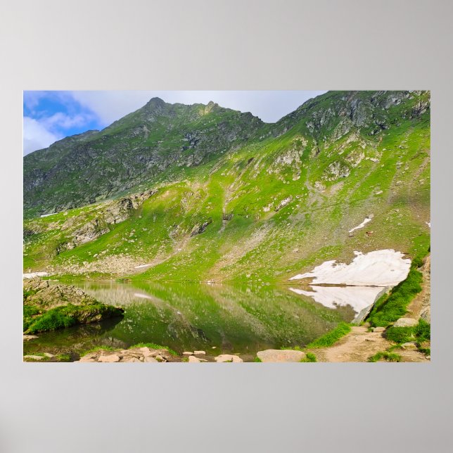 Affiche Balea Lake Mountain Slope – Romania Alpine Print (Devant)