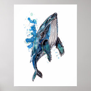 Affiche Baleine à bosse bleue