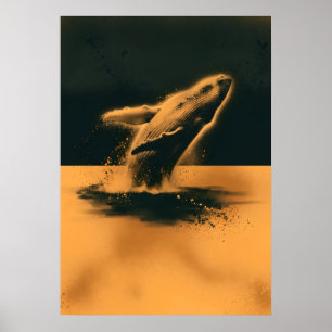Affiche Baleine à bosses faisant une cabriole - Art océan