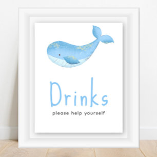 Affiche Baleine à l'aquarelle - Boissons