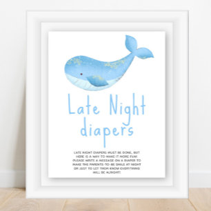 Affiche Baleine à l'aquarelle - Couches pour la nuit tardi