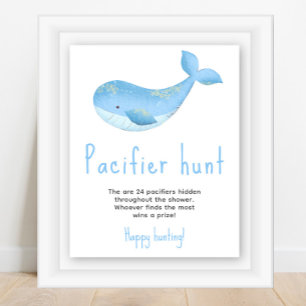 Affiche Baleine à l'aquarelle - Jeu de chasse à la tétine