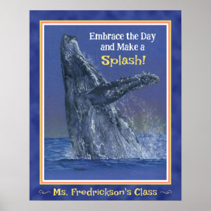 Affiche Baleine amusante Imprimer pour la classe Bordure b