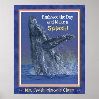 Affiche Baleine amusante Imprimer pour la classe Bordure b