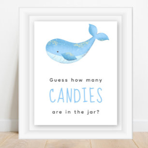 Affiche Baleine aquarelle - Combien de bonbons y a-t-il da