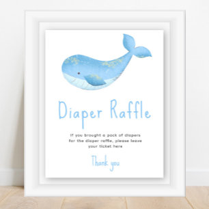 Affiche Baleine aquarelle - Jeu de tombola de couches