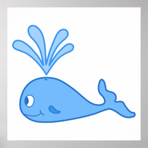 Affiche Baleine, Bleu.