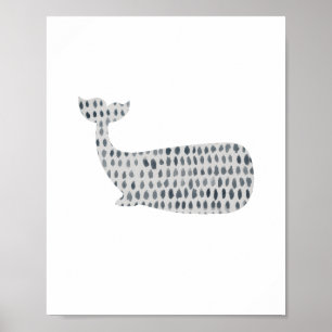 Affiche Baleine bleue Abstraite Verre de mer Aquarelle Pei