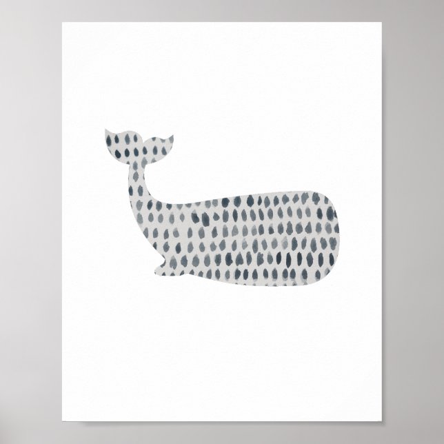 Affiche Baleine bleue Abstraite Verre de mer Aquarelle Pei (Devant)