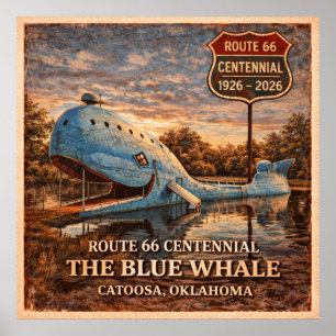 Affiche Baleine bleue de Catoosa Oklahoma Centennial