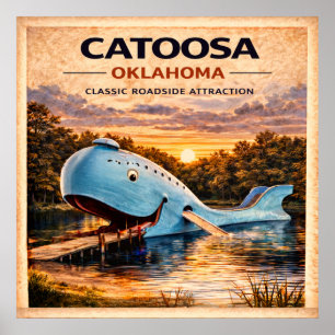 Affiche Baleine bleue de Catoosa Oklahoma Route 66 Vintage