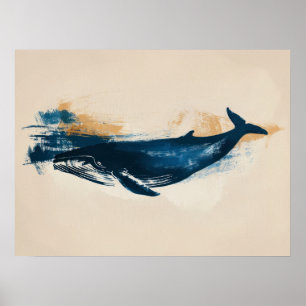 Affiche Baleine bleue dessin abstrait Petit