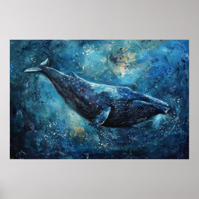 Affiche Baleine bleue nageant dans la mer Petite (Devant)