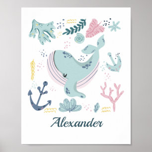 Affiche Baleine bleue Sea Life Nursery Wall Art Baby Cadea