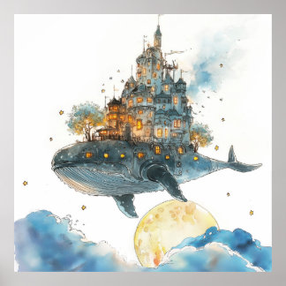 Affiche Baleine : Château dans le ciel