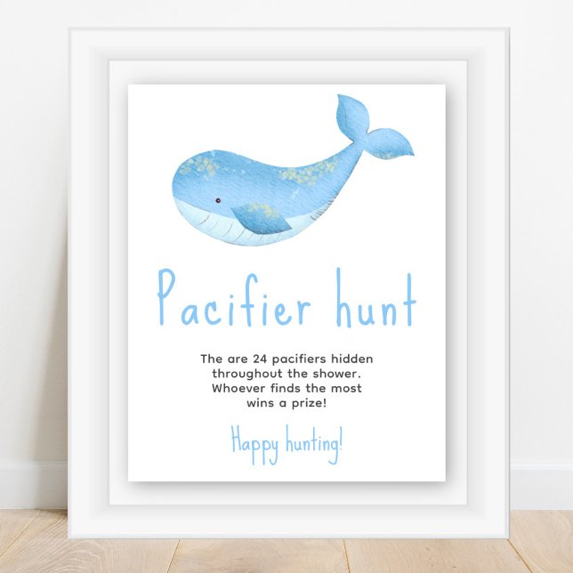 Affiche Baleine d'aquarelle - baby shower de chasse au Pac (Créateur téléchargé)