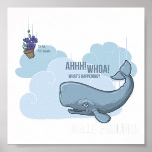 Affiche Baleine de Sperm et bol de Petunias