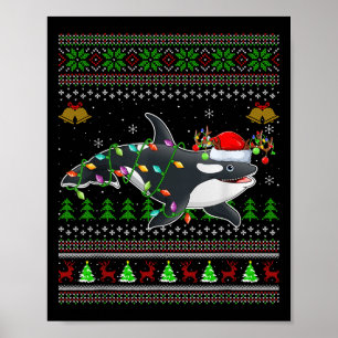 Affiche Baleine d'Orca Sweaters de Noël moches Père Noël S