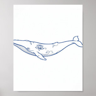 Affiche Baleine en porcelaine bleue Art en ligne Lotus