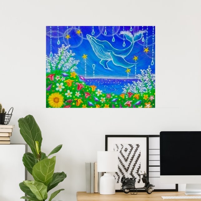 Affiche Baleine & Fleurs (Bureau à domicile)