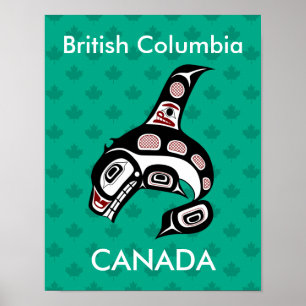 Affiche Baleine noire noire noire amérindienne