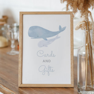 Affiche Baleine sous la mer Cartes de Baby shower et cadea