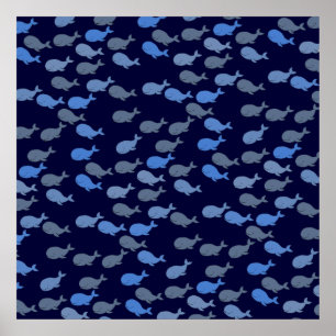 Affiche baleines bleues pour murs