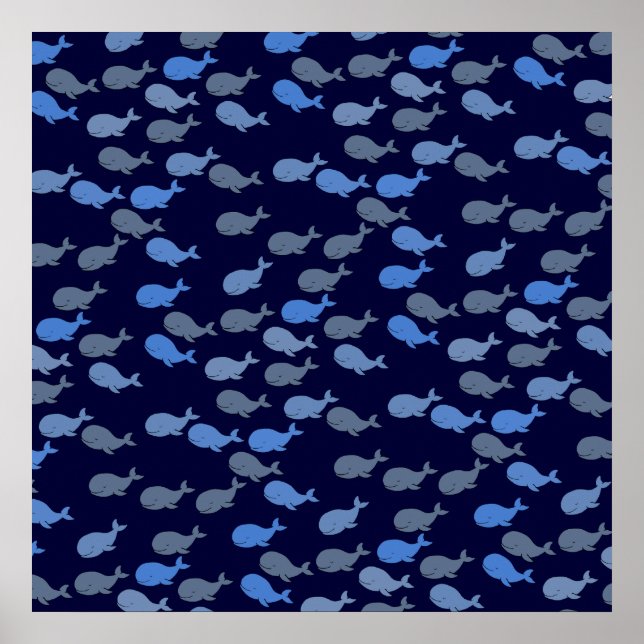 Affiche baleines bleues pour murs (Devant)