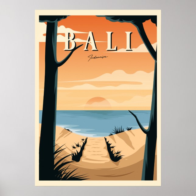Affiche Bali Beach Sunset Vintage (Devant)