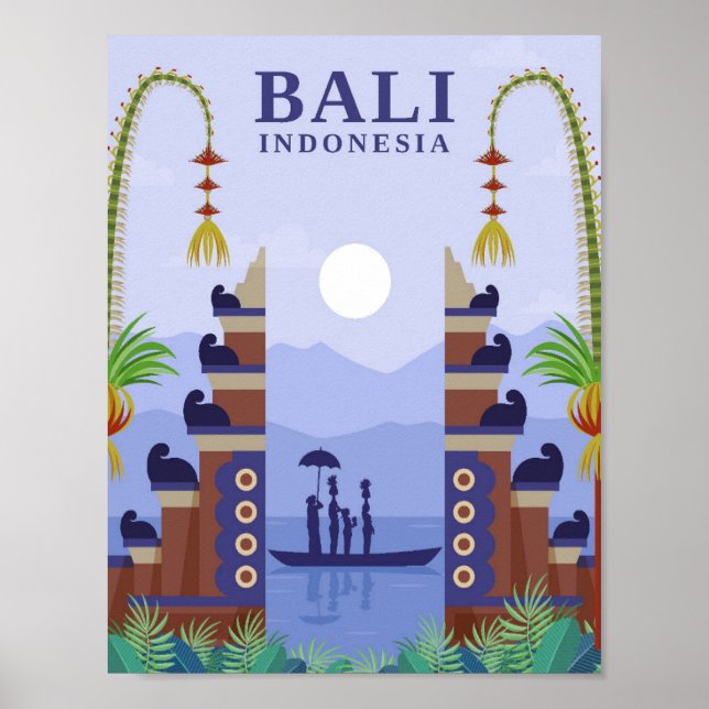 Affiche Bali Indonésie Art Voyage illustration (Devant)