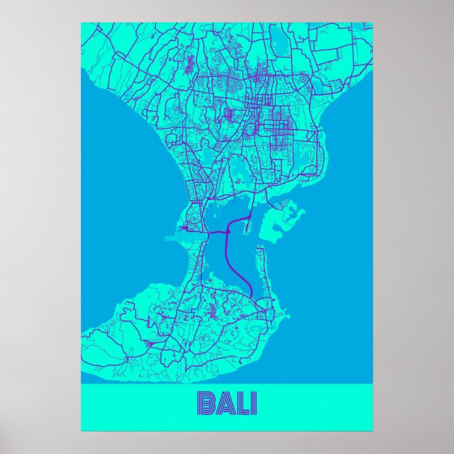 Affiche Bali - Indonésie Galaxy City Map (Devant)