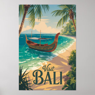 Affiche Bali Indonésie Illustration Art de Voyage Vintage