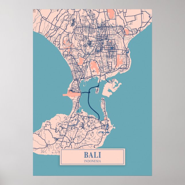 Affiche Bali - Indonésie La ville de Breezy Carte (Devant)