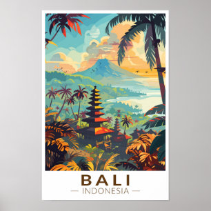 Affiche Bali Indonésie Temples Voyage Art Vintage