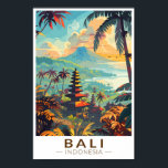 Affiche Bali Indonésie Temples Voyage Art Vintage<br><div class="desc">Conception de voyage vectorielle rétro Bali. Bali est une île du sud-est asiatique réputée pour ses plages,  ses temples et sa culture. Elle abrite également la vie marine,  des parcs safaris et des oeuvres d'art.</div>