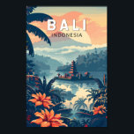 Affiche Bali Indonésie Travel Art Vintage<br><div class="desc">Conception de voyage vectorielle rétro Bali. Bali est une île du sud-est asiatique réputée pour ses plages,  ses temples et sa culture. Elle abrite également la vie marine,  des parcs safaris et des oeuvres d'art.</div>