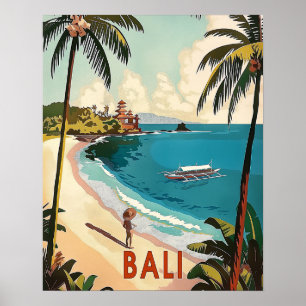 Affiche Bali, Indonésie Vintage
