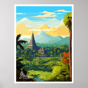Affiche Bali Indonésie voyage Vintage illustration