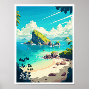 Affiche Bali Indonésie Voyage Vintage Illustration