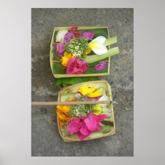 Affiche Balinais Avec Paniers