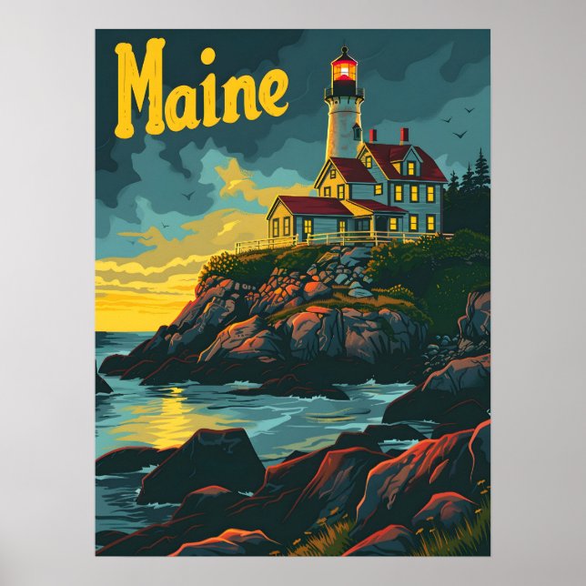 Affiche Balise côtière du Maine : Phare Majesté (Devant)