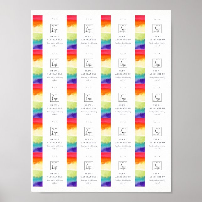 Affiche Balise de préférence numérique Mariage Rainbow Col (Devant)