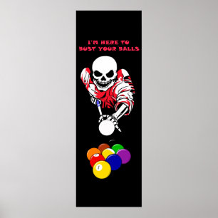 Affiche Ball buster Skeleton Pool Billard art original