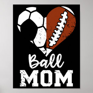 Affiche Ball Maman Coeur Drôle Football Soccer Maman